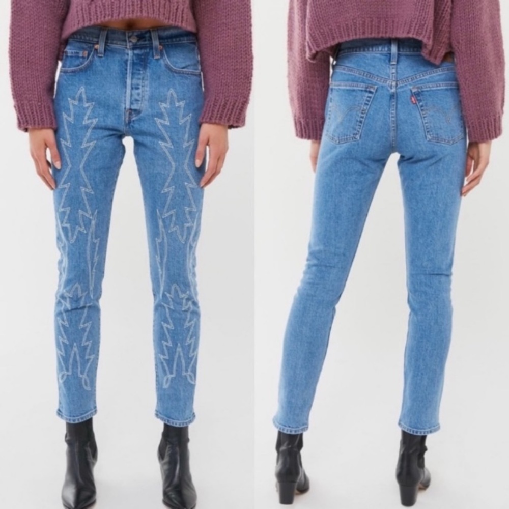 Levi’s 501 embroidered del Norte skinny jeans NWT